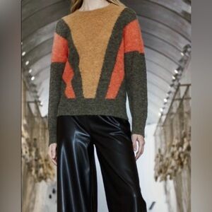 ICHI Ihestelle Alpaca Colorblock Olive and Burnt orange